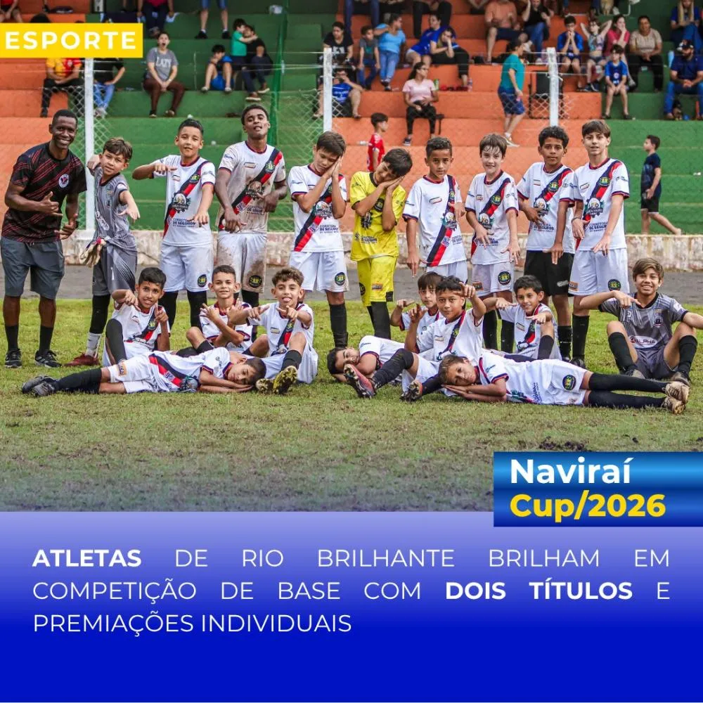 Atletas de Rio Brilhante são destaques em competição de futebol de base em Naviraí com dois títulos e um vice